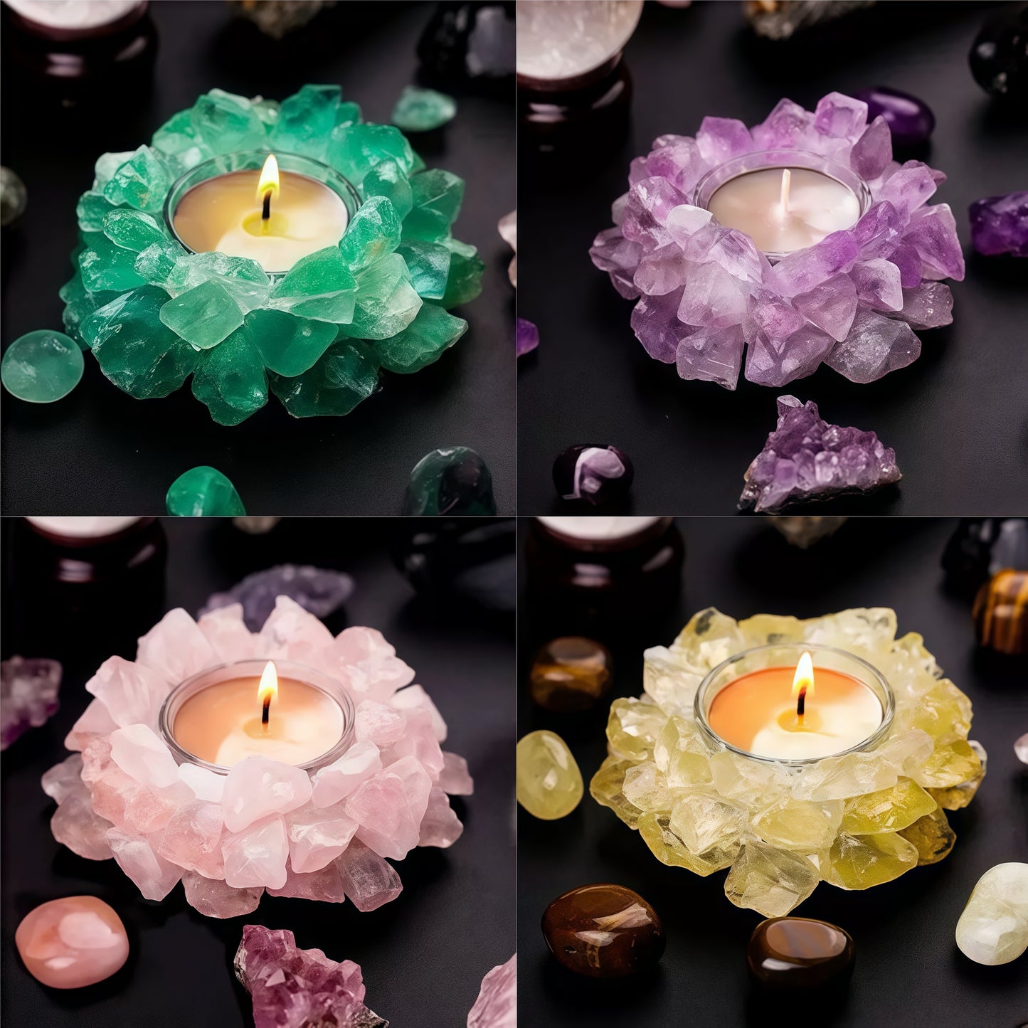Natural Crystal Geode Diffuser Stone-Amethyst, Citrine & Rose Quartz Home Décor for Living Room, Modern Decorative Craft