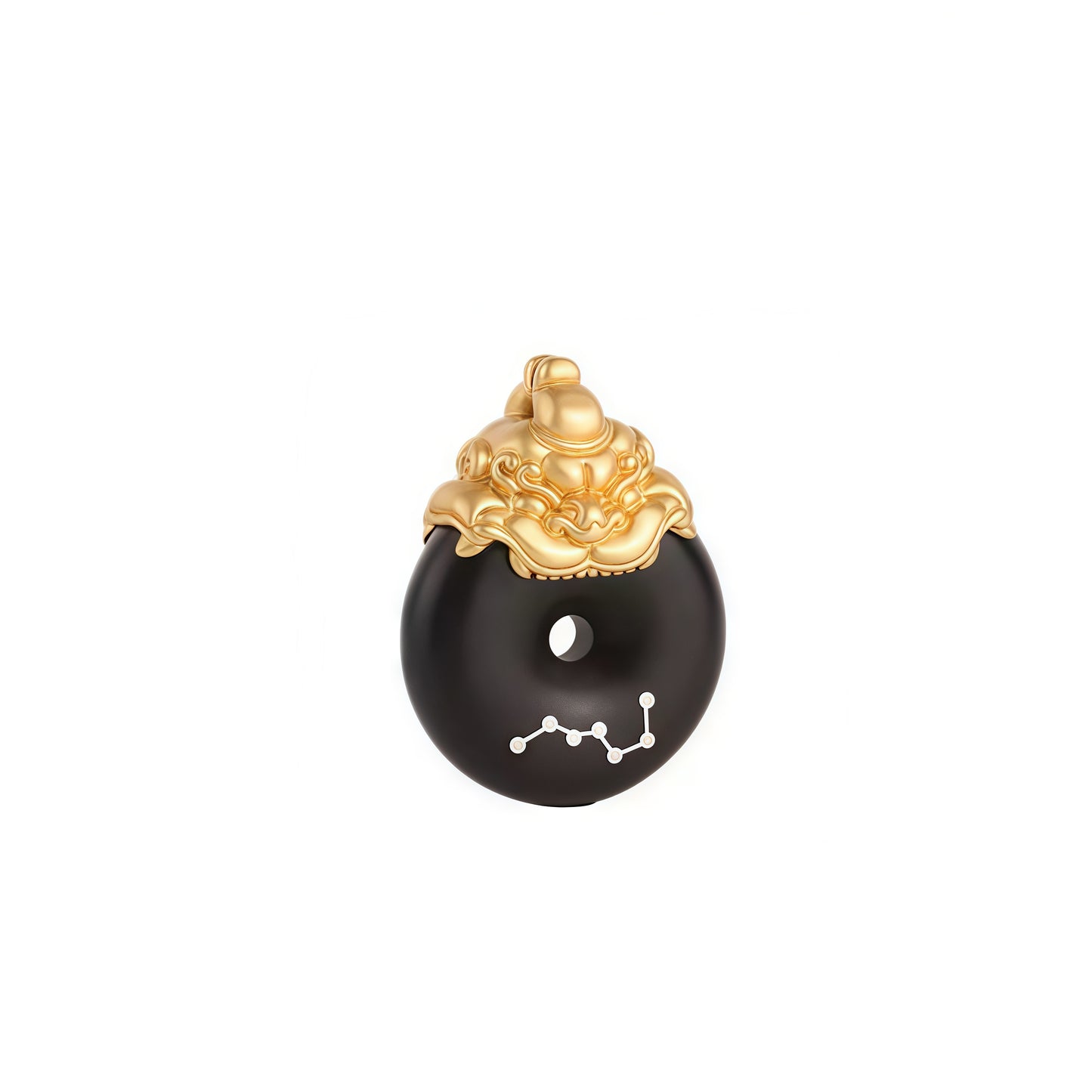 18K Gold-Plated Copper Pixiu Peace Pendant with 925 Silver Inlay - Traditional Taoist Amulet Featuring Jujube Wood and Jade Transformation