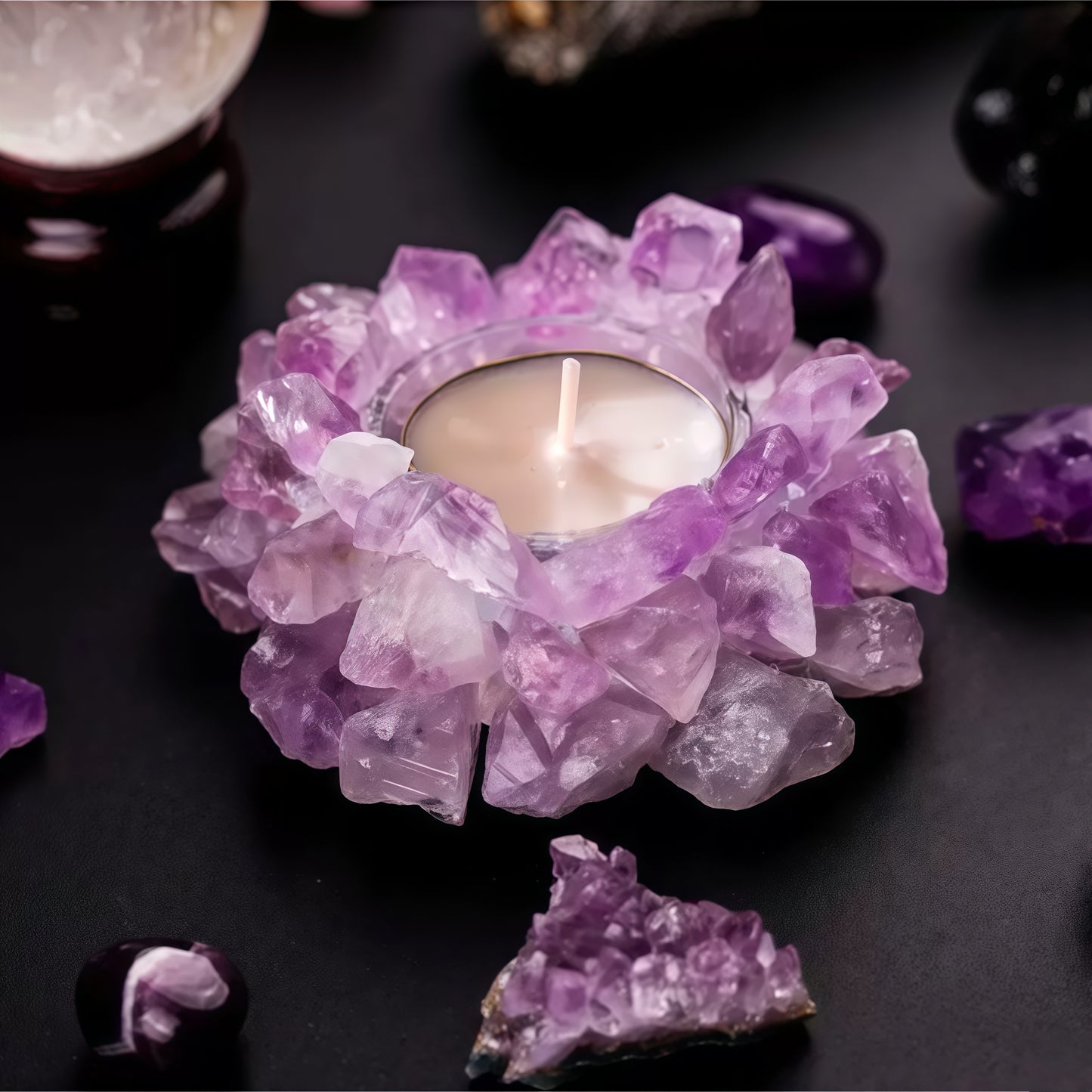 Natural Crystal Geode Diffuser Stone-Amethyst, Citrine & Rose Quartz Home Décor for Living Room, Modern Decorative Craft