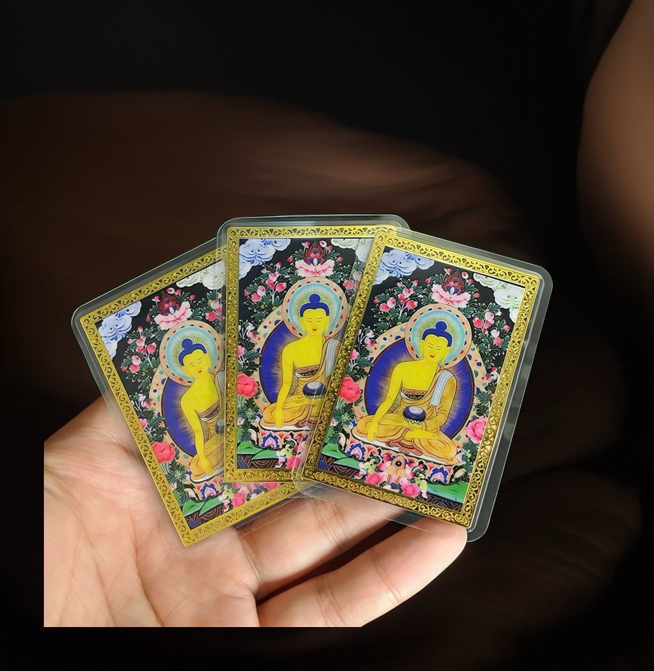 Shakyamuni Buddha Painted Gold-Plated Copper Amulet - Various Styles for Blessings and Protection