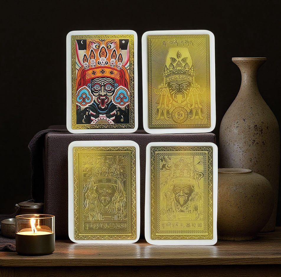 Shakyamuni Buddha Painted Gold-Plated Copper Amulet - Various Styles for Blessings and Protection