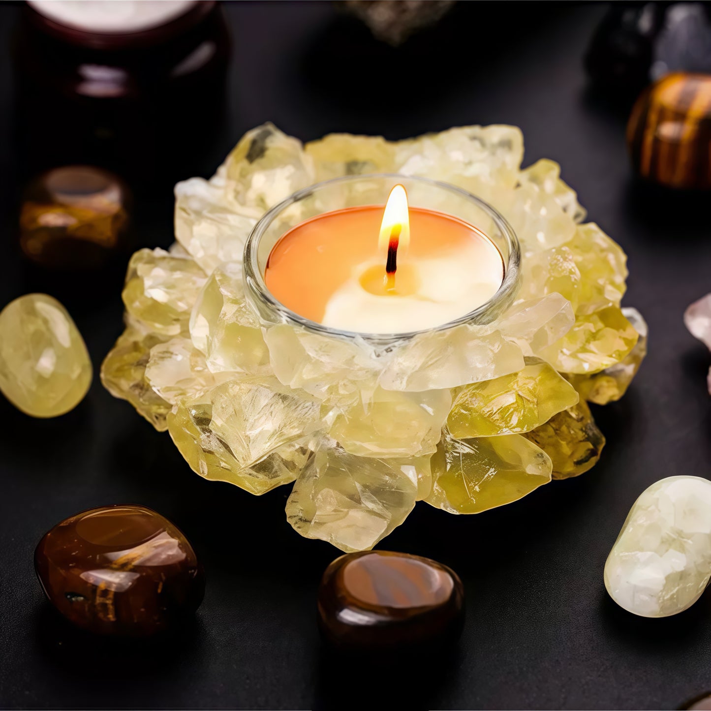 Natural Crystal Geode Diffuser Stone-Amethyst, Citrine & Rose Quartz Home Décor for Living Room, Modern Decorative Craft