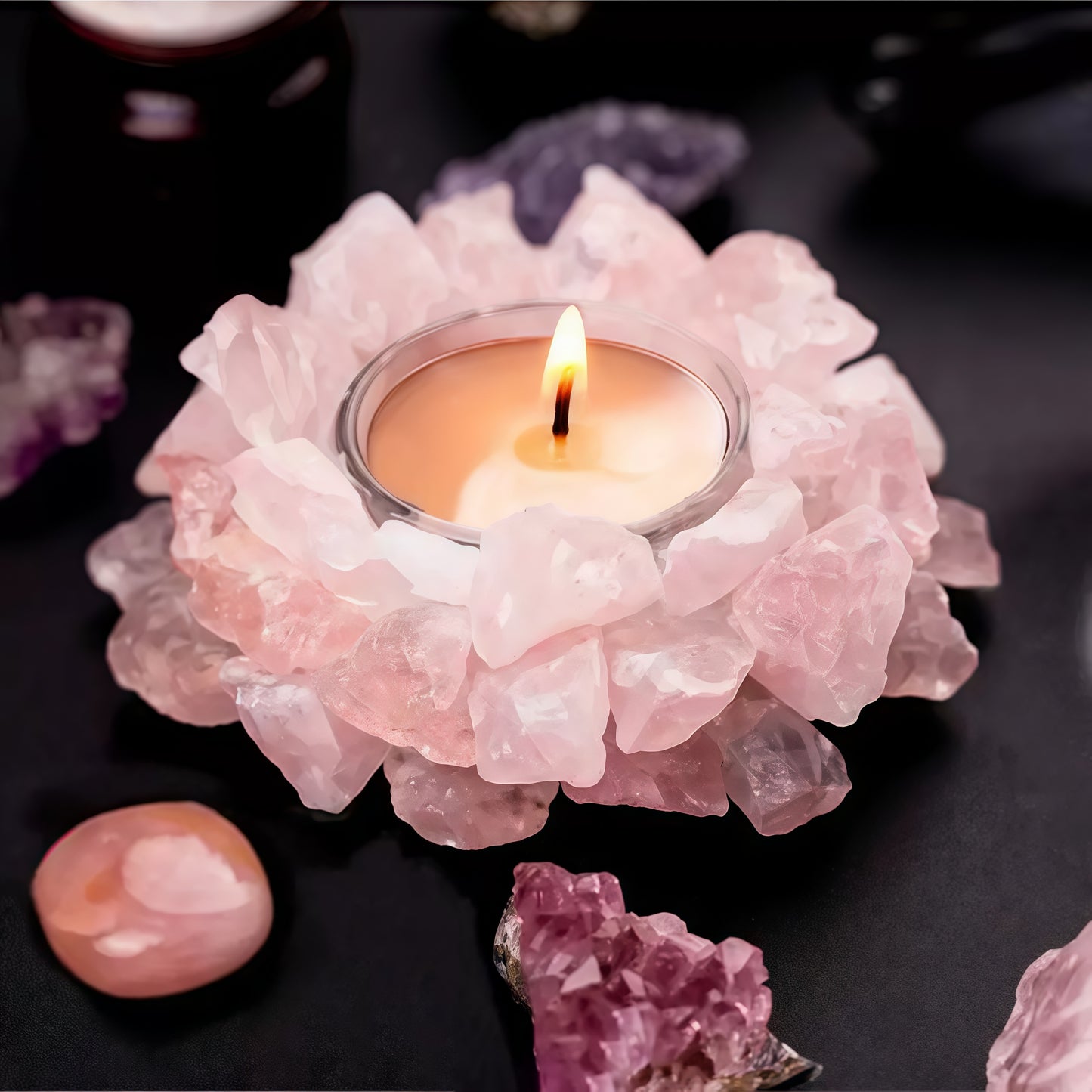 Natural Crystal Geode Diffuser Stone-Amethyst, Citrine & Rose Quartz Home Décor for Living Room, Modern Decorative Craft