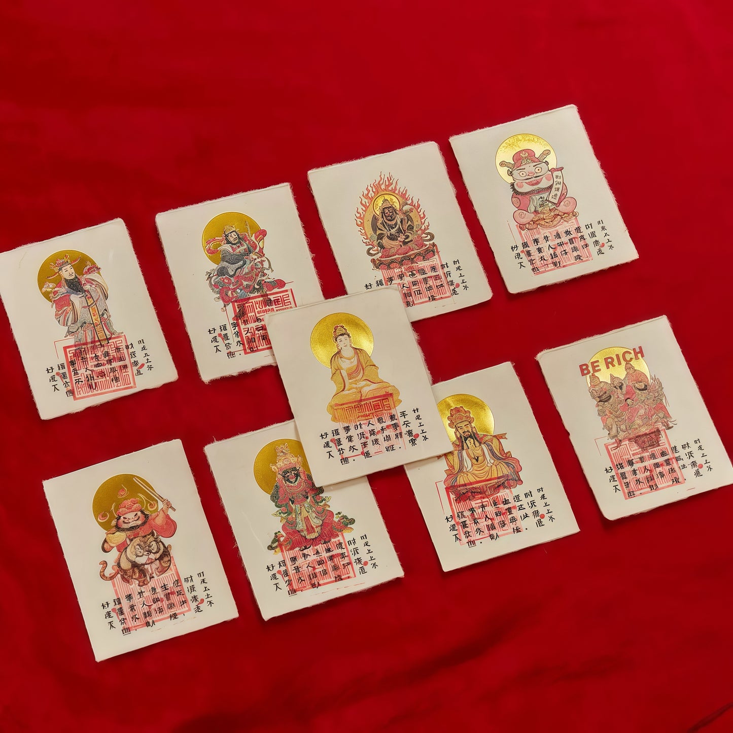 Shakyamuni Buddha Painted Gold-Plated Copper Amulet - Various Styles for Blessings and Protection