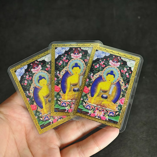 Shakyamuni Buddha Painted Gold-Plated Copper Amulet - Various Styles for Blessings and Protection